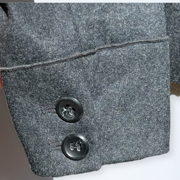 🌻Harve Benard Classic Grey Wool Blend Double Breasted Cropped Pea Blazer Coat 6 - Picture 10 of 12